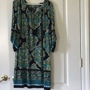 Enfocus Studio Black and Teal Midi Dress